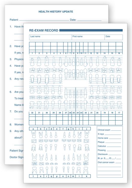 Dental Health History Re Exam Records, Primary and Permanent