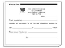 Patient Excuse Slips, Imprinted