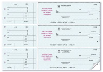 3 To a Page - Business Size Checks, With Choice of Voucher 53225N