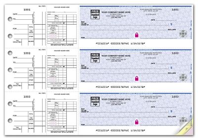 3 To a Page - Payroll and Disbursement Check Side-Tear Vouchers 53226DS