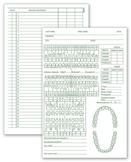Dental Exam Records, Two-Sided, 5 x 8