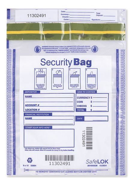 9 x 12 Dual Pocket Deposit Bag, Clear