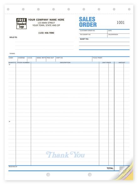 Classic Large Sales Order Forms