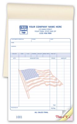 Sales Books - Large Patriotic with Special Wording 55SWFLG
