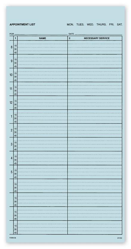 Appointment List-2 Col 15 Min 8-6