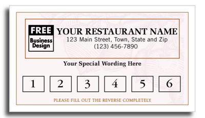 Frequent Diner Card, Harvest 5707