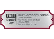 Rectangular Label on Silver Poly w/Red Trim 3.5x1.25