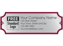 Rectangular Label on Silver Poly w/Red Trim 3.5x1.25