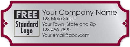 Rectangular Label on Silver Poly w/Red Trim 3.5x1.25