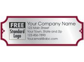 Rectangular Label on Silver Foil w/Red Trim 3.5x1.25