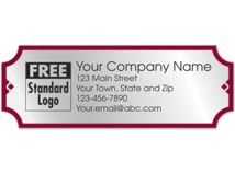 Rectangular Label on Silver Foil w/Red Trim 3.5x1.25