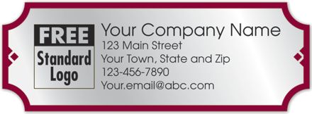 Rectangular Label on Silver Foil w/Red Trim 3.5x1.25