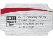 Rectangular Label on Brushed Silver Poly w/Red Arc  2.5x1.5