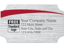 Rectangular Label on Brushed Silver Poly w/Red Arc  2.5x1.5