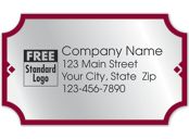 Rectangular Label on Silver Foil w/Red Trim 2.5x1.5