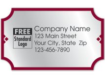 Rectangular Label on Silver Foil w/Red Trim 2.5x1.5