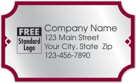 Rectangular Label on Silver Foil w/Red Trim 2.5x1.5