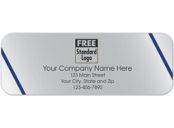 Rectangular Label on Silver Poly w/Blue Lines 3.5x1.25