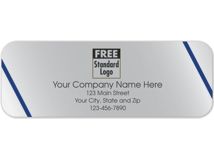 Rectangular Label on Silver Poly w/Blue Lines 3.5x1.25