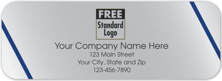 Rectangular Label on Silver Poly w/Blue Lines 3.5x1.25