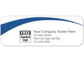 Rectangular Label on White Gloss w/Blue Arc 3.5x1.25
