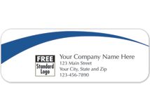 Rectangular Label on White Gloss w/Blue Arc 3.5x1.25