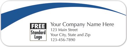 Rectangular Label on White Gloss w/Blue Arc 3.5x1.25