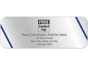 Rectangular Label on Silver Foil w/Blue Lines 3.5x1.25