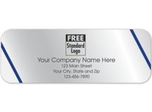 Rectangular Label on Silver Foil w/Blue Lines 3.5x1.25