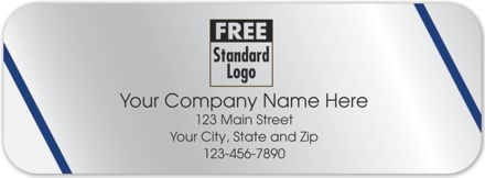 Rectangular Label on Silver Foil w/Blue Lines 3.5x1.25