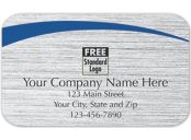 Rectangular Label on Brushed Silver w/Blue Arc 2.5x1.5