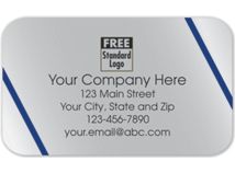 Rectangular Label on Silver Poly w/Blue Lines 2.5x1.5