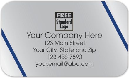 Rectangular Label on Silver Poly w/Blue Lines 2.5x1.5