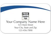 Rectangular Label on White Gloss w/Blue Arc 2.5x1.5