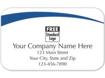 Rectangular Label on White Gloss w/Blue Arc 2.5x1.5