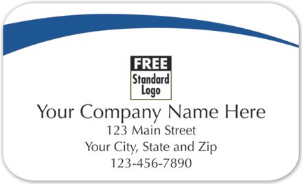 Rectangular Label on White Gloss w/Blue Arc 2.5x1.5