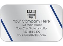 Rectangular Label on Silver Foil w/Blue Lines 2.5x1.5