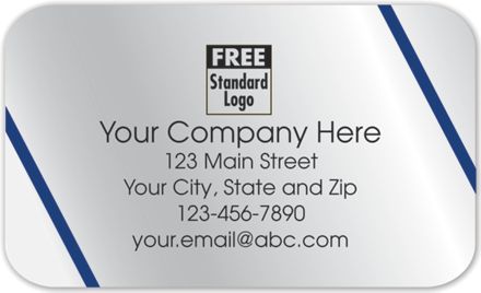 Rectangular Label on Silver Foil w/Blue Lines 2.5x1.5