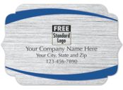 Bracket Label on Brushed Silver Poly w/Blue Arcs 3x2