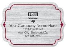 Bracket Label on Brushed Silver Poly w/Red Trim 3x2