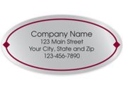 Oval Label on Silver Poly w/Red Border 2x1