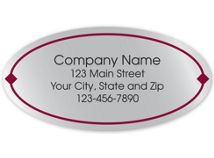 Oval Label on Silver Poly w/Red Border 2x1