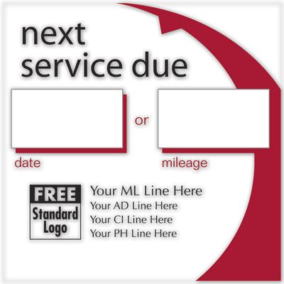 Static Cling Service Label w/Red Arc - Next Service Due  58163