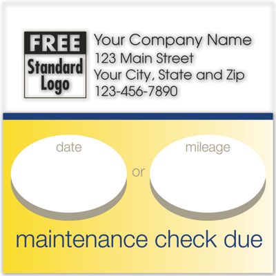 Static Cling Service Label w/Gold Bottom Border - Maintenance Check Due  58165