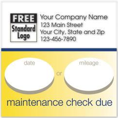 Static Cling Service Label w/Gold Bottom Border - Maintenance Check Due 