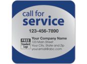 Call for Service Label on Silver Poly Top & Bottom Navy Trim