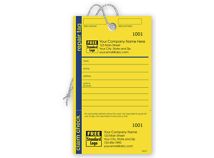 Repair Tag in Yellow w/Navy Border 3.125 x 5.5