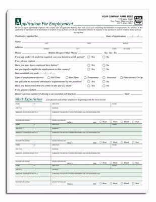 Employee Applications, Imprinted 5860I