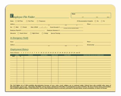 Employee Folder, Standard 5863