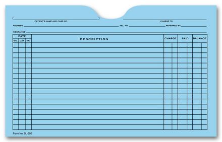 Printed Card File Pocket, Single Column, Blue